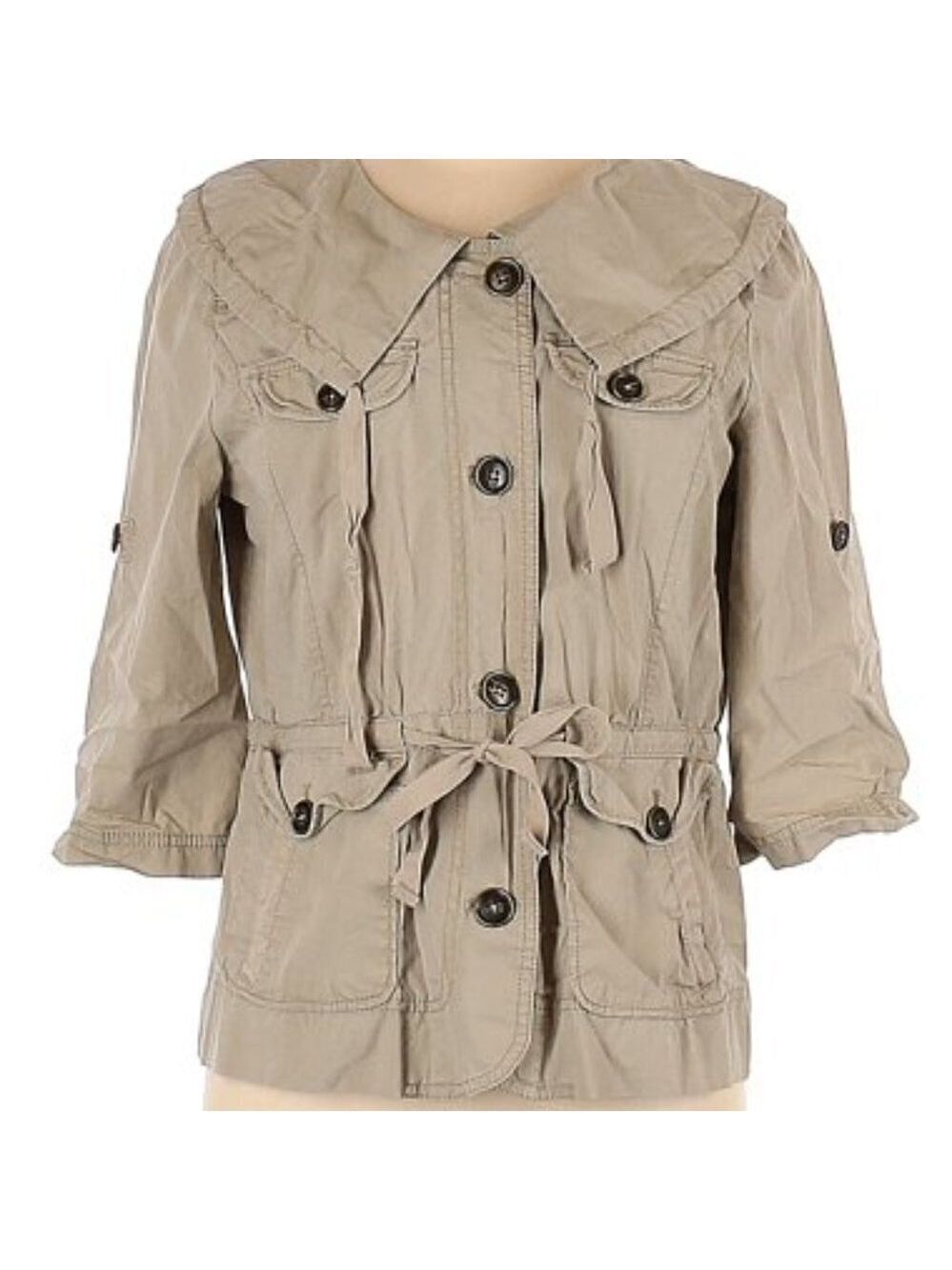 Ann Taylor LOFT Khaki Safari Style Utility Jacket Small Petite